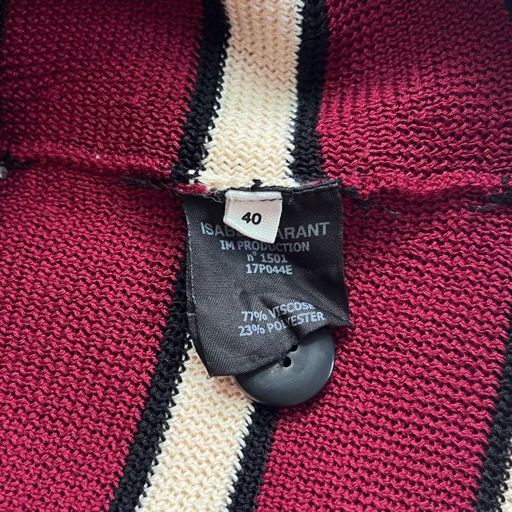 Isabel Marant Étoile Devona Striped Stretch Knit‎ Side Button Pullover Sweater - Picture 6 of 6